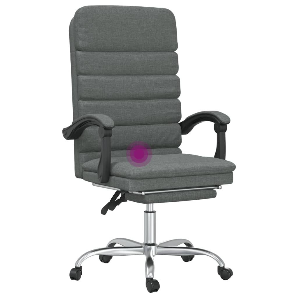 vidaXL kontorstol med massagefunktion stof mørkegrå