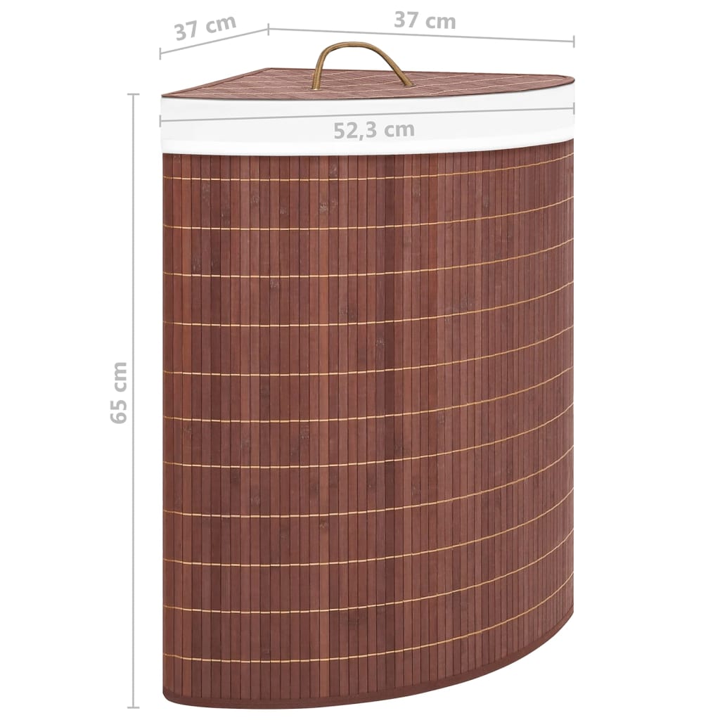 vidaXL hjørnevasketøjskurv 60 l bambus brun