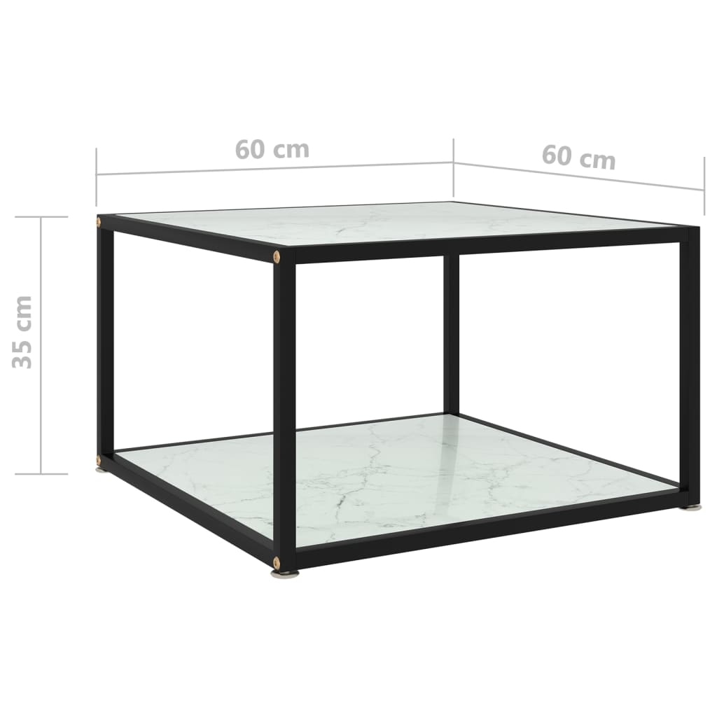 vidaXL sofabord 60x60x35 cm hærdet glas hvid