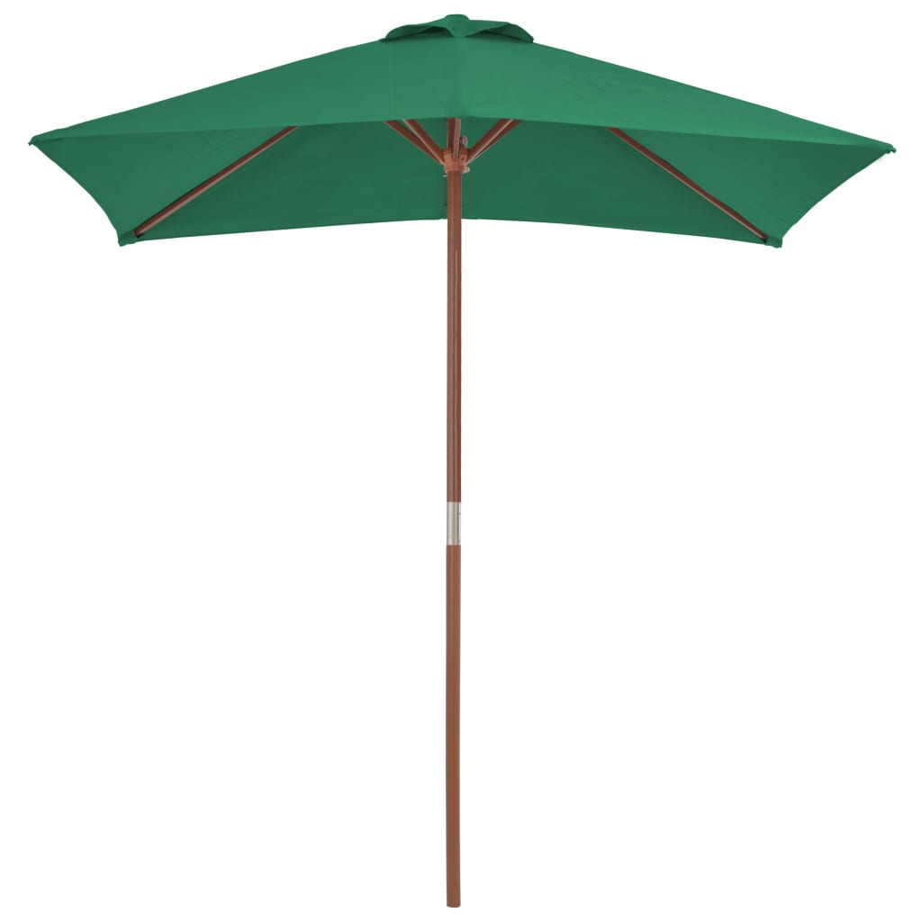 vidaXL udendørs parasol med træstang 150 x 200 cm grøn