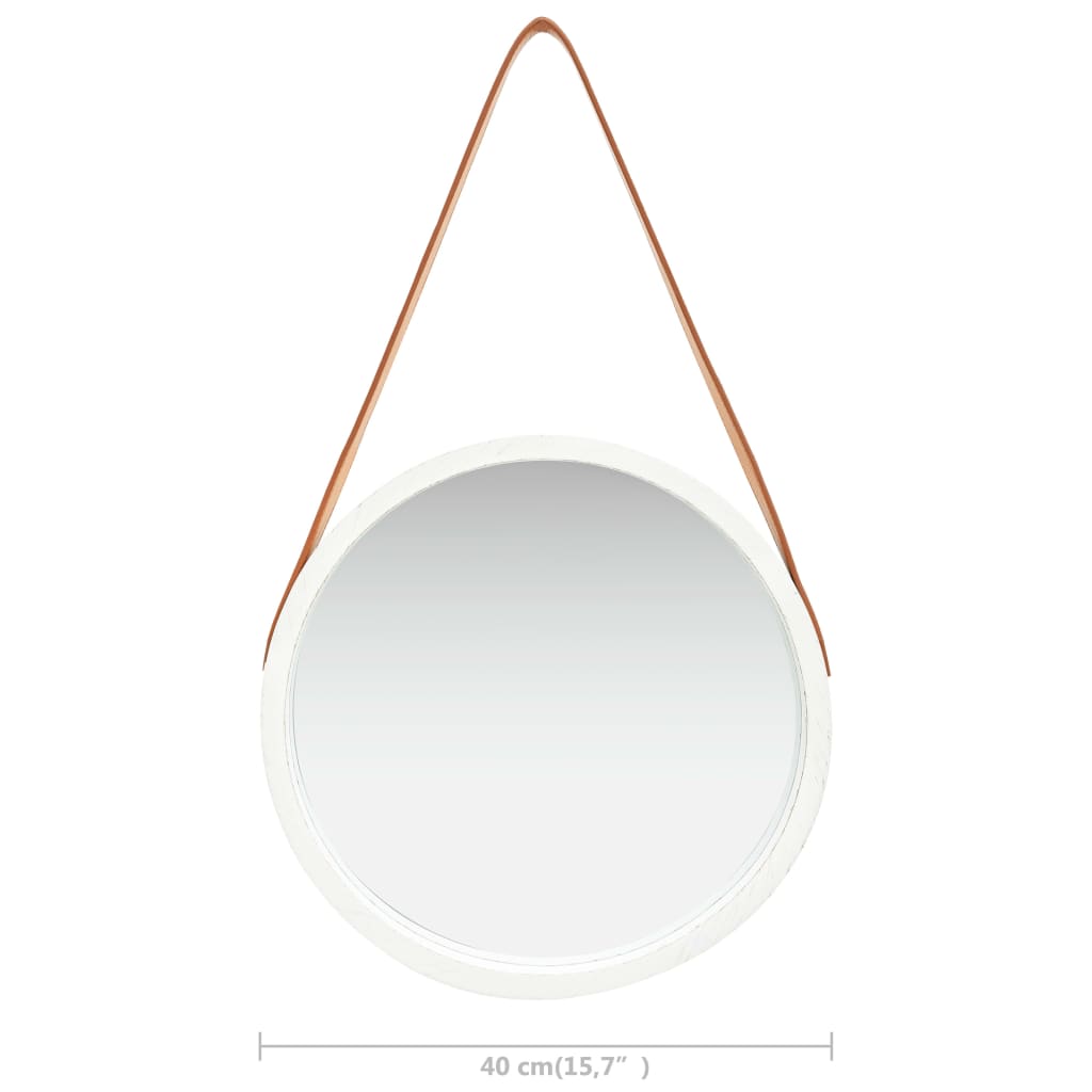 vidaXL vægspejl med strop 40 cm hvid
