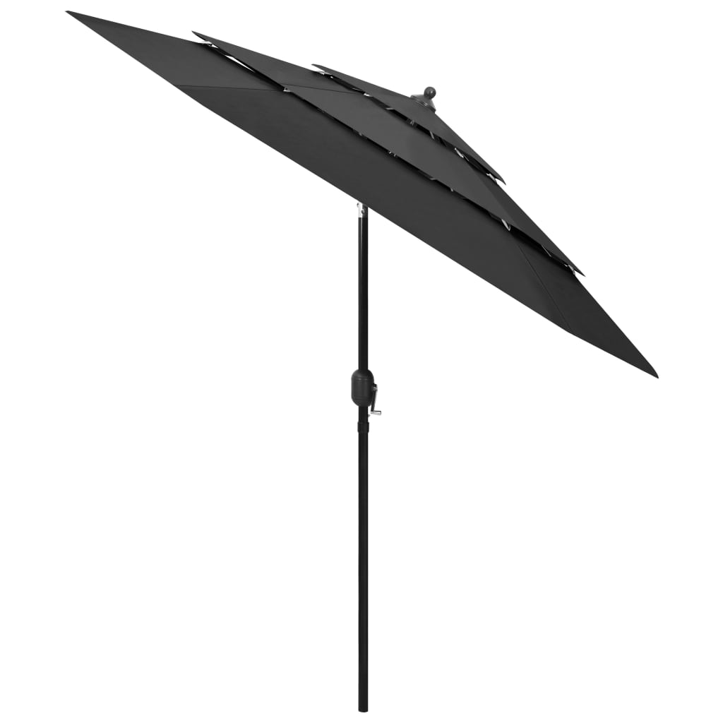 vidaXL parasol med aluminiumsstang i 3 niveauer 2,5 m antracitgrå