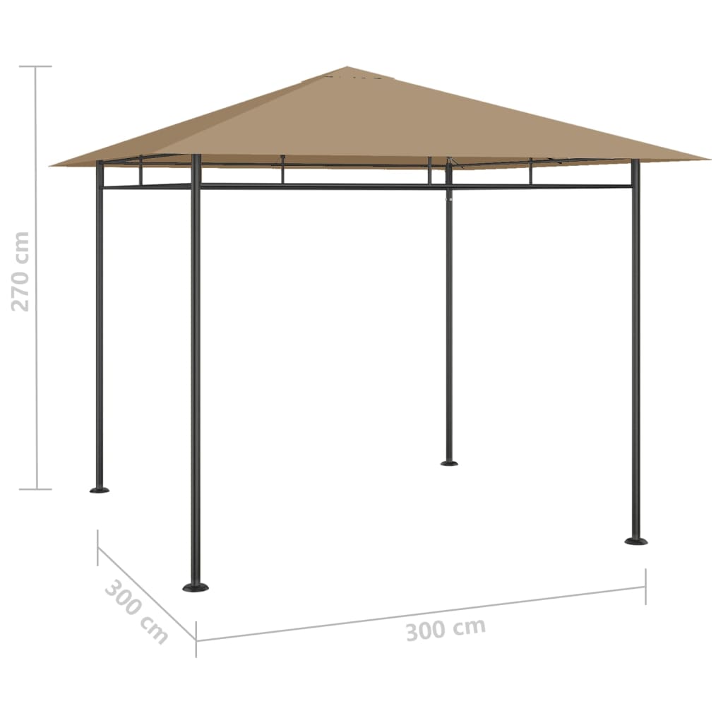 vidaXL pavillon 3x3x2,7 m 180 g/m² gråbrun
