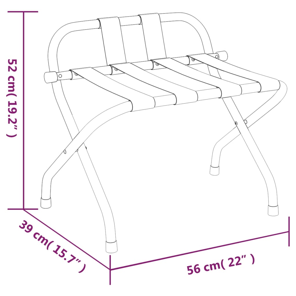 vidaXL kuffertstativ med ryglæn 56x39x52 cm sort
