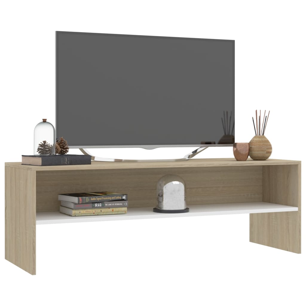 vidaXL tv-bord 120x40x40 cm konstrueret træ hvid og egetræsfarvet