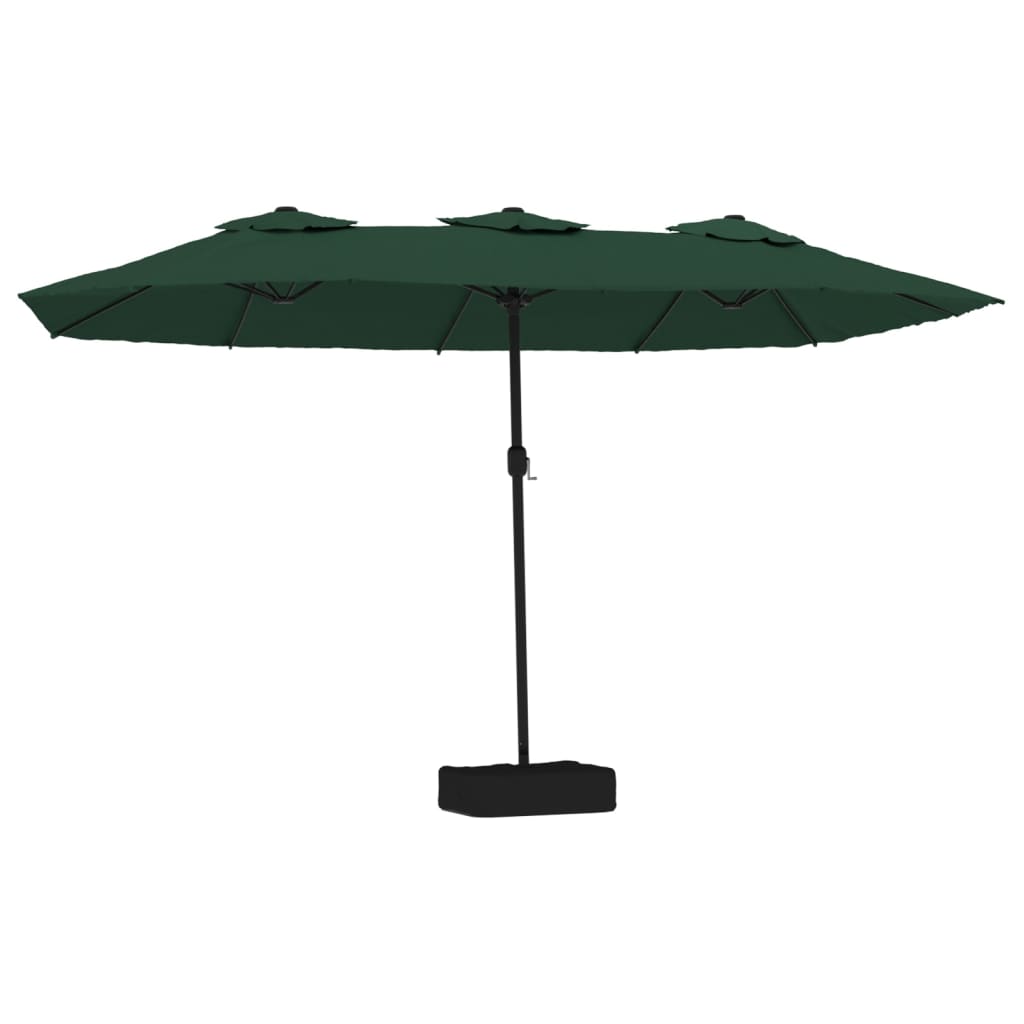 vidaXL parasol med dobbelt parasoldug og LED-lys 449x245 cm grøn