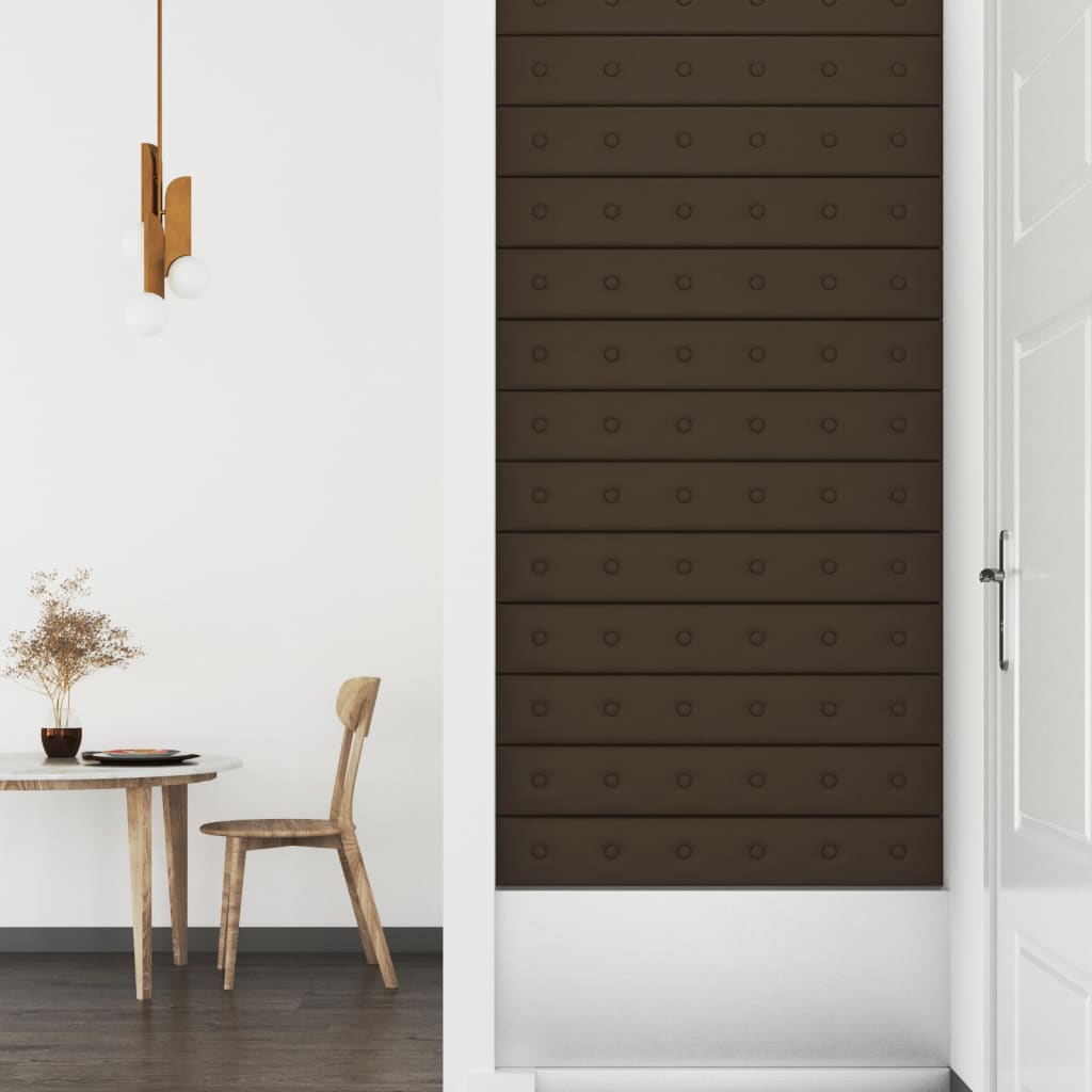 vidaXL vægpaneler 12 stk. 90x15 cm 1,62 m² kunstlæder brun