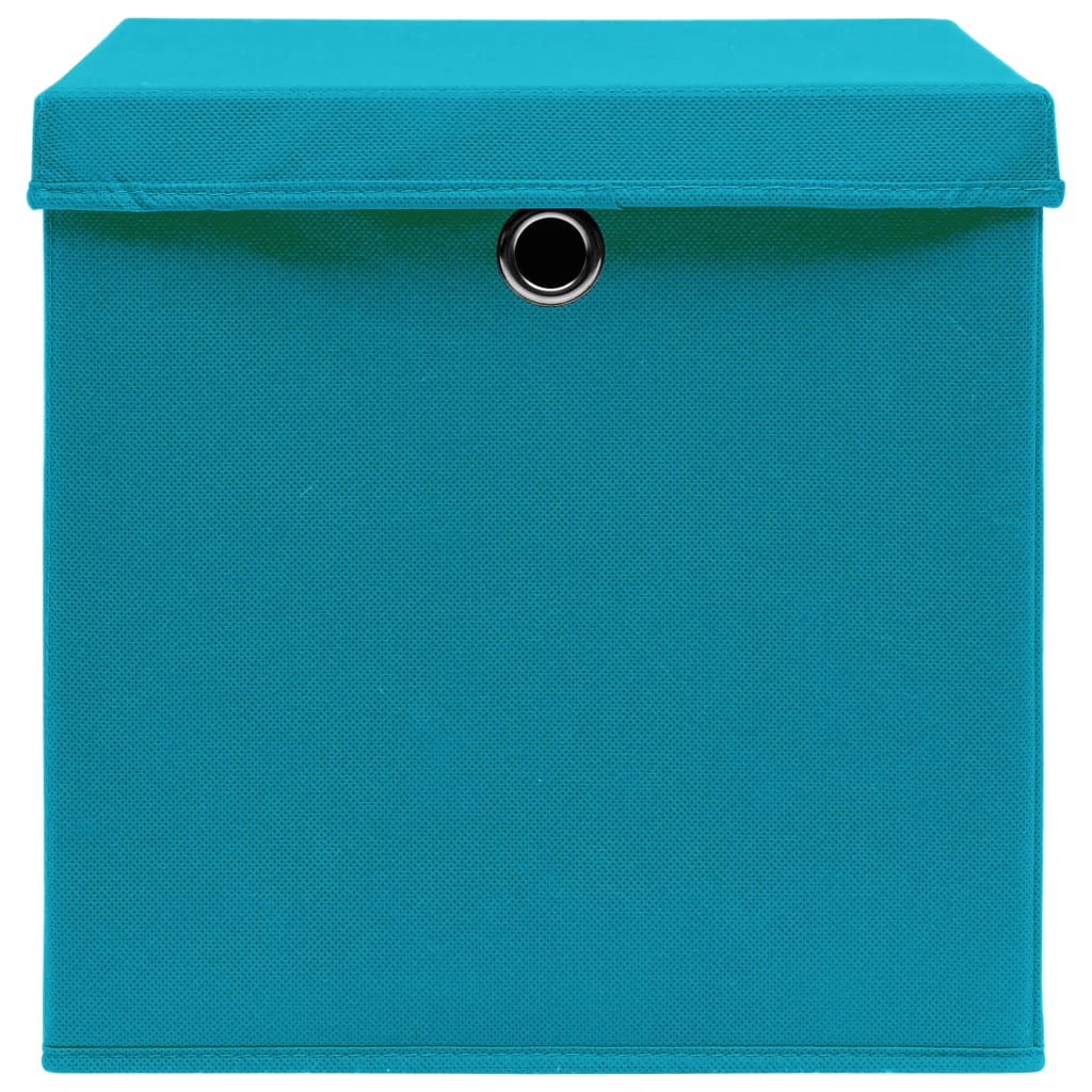 vidaXL opbevaringskasser med låg 4 stk. 28x28x28 cm babyblå