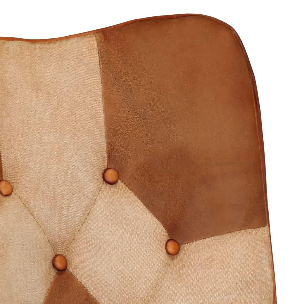 vidaXL gyngestol ægte læder og kanvas brun