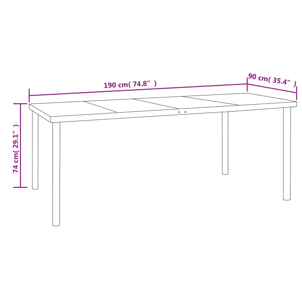 vidaXL udendørs spisebordsstol 9 dele stål