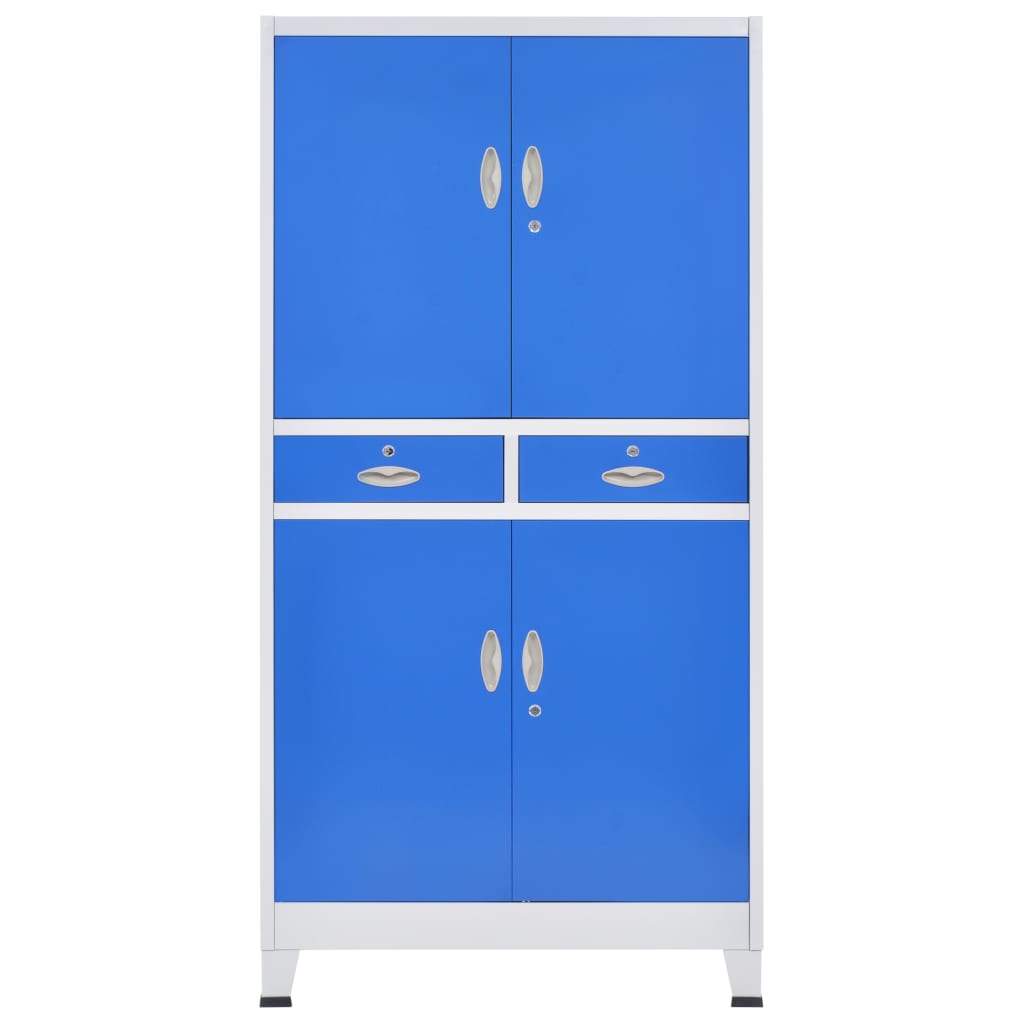 vidaXL kontorskab med 4 låger 90 x 40 x 180 cm grå og blå