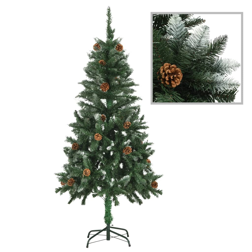 vidaXL kunstigt juletræ med lys og grankogler 150 cm
