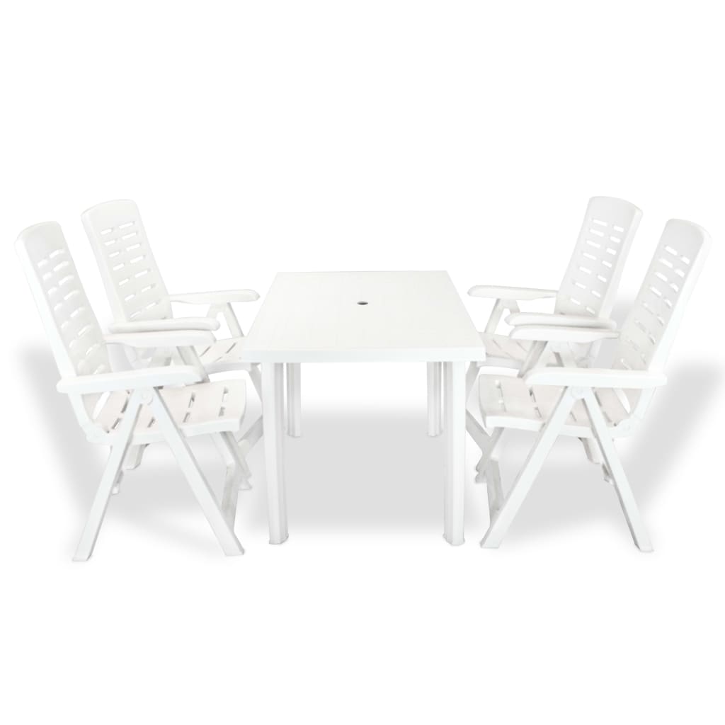 vidaXL udendørs spisebordssæt 5 dele plastik hvid