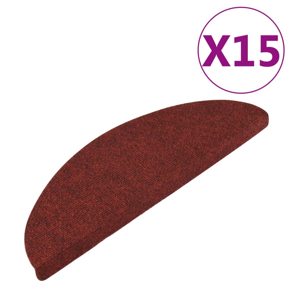 vidaXL selvklæbende trappemåtter 15 stk. 56x17x3 cm rød