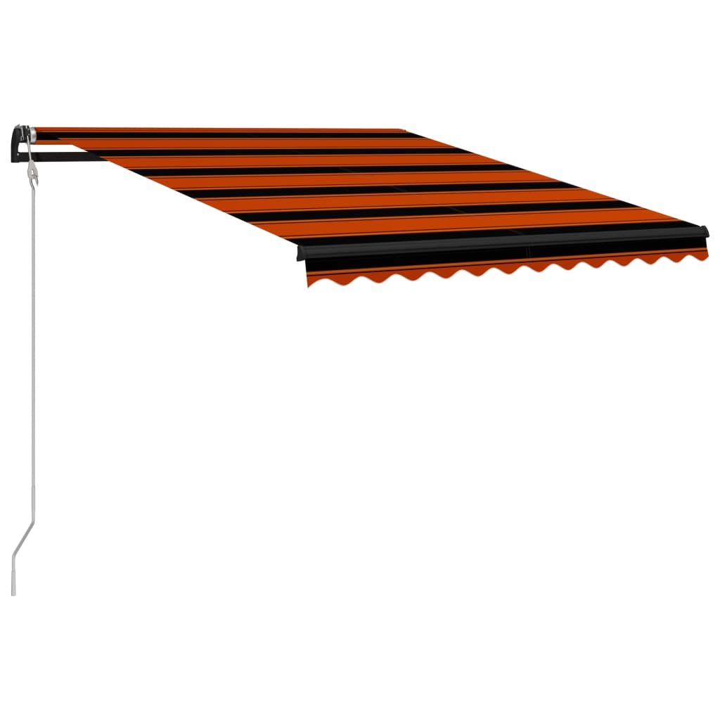 vidaXL foldemarkise med vindsensor og LED 350x250 cm orange og brun