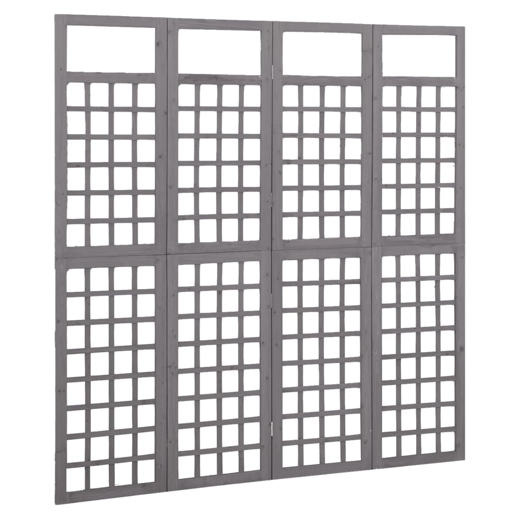 vidaXL 4-panels rumdeler/espalier 161x180 cm massivt grantræ grå
