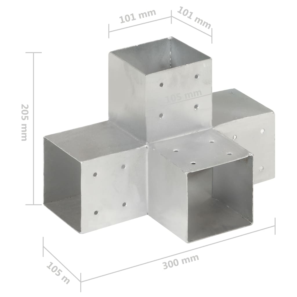vidaXL stolpebeslag X-form 101x101 mm galvaniseret metal