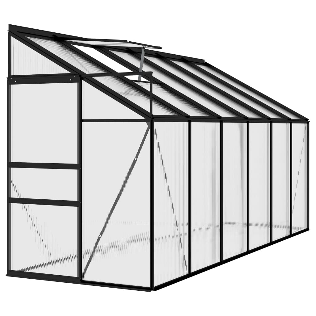 vidaXL drivhus 7,44 m² aluminium antracitgrå