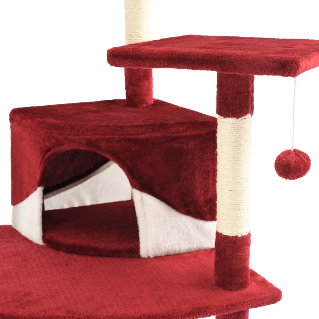 vidaXL kradsetræ til katte med sisal-kradsestolper 203 cm rød og hvid