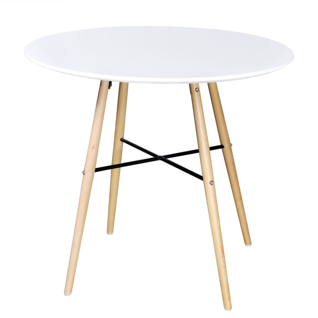 vidaXL spisebordssæt med 1 rundt bord og 2 stole uden armlæn hvid