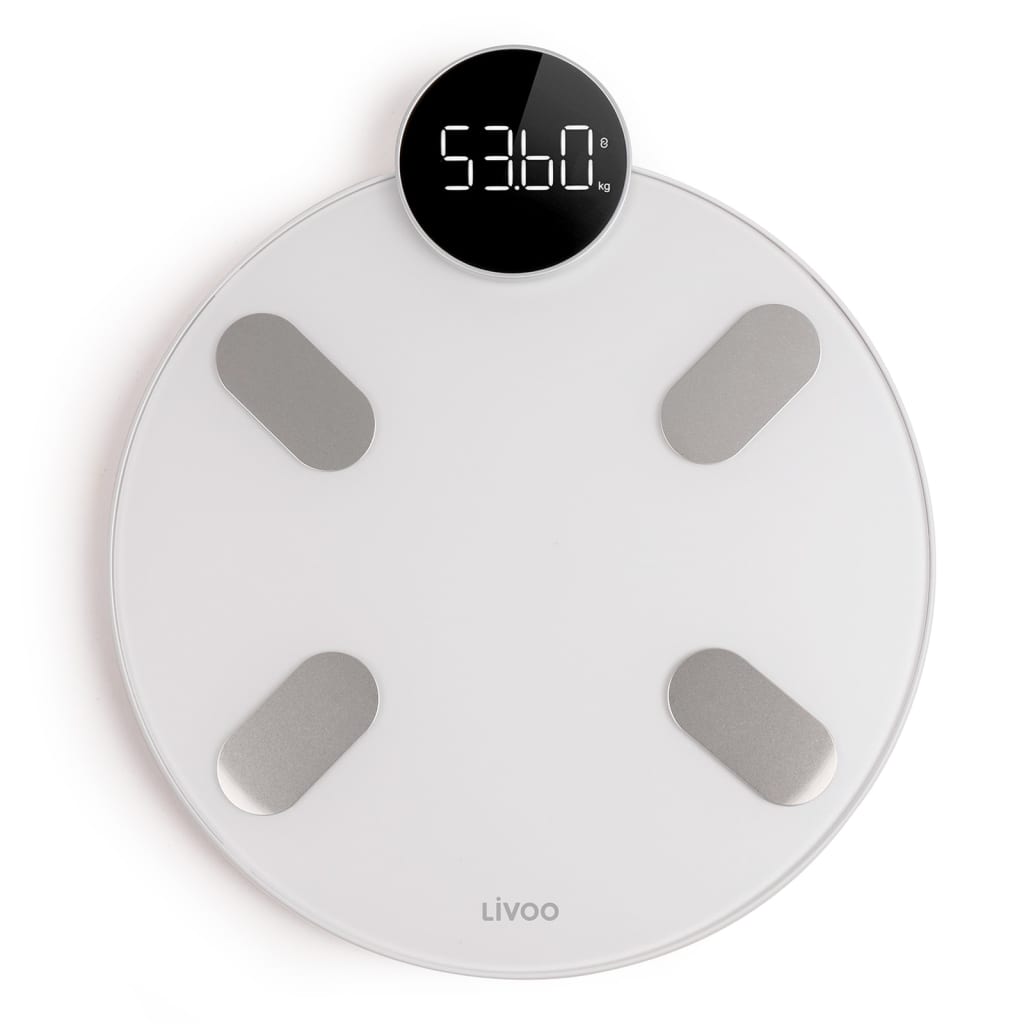 Livoo intelligent digital badevægt med Bluetooth hvid