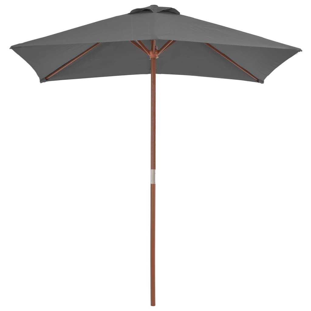 vidaXL udendørs parasol med træstang 150 x 200 cm antracitgrå
