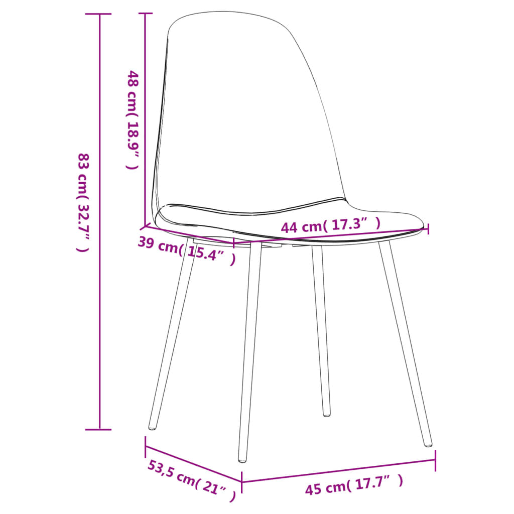 vidaXL spisebordsstole 2 stk. 45x53,5x83 kunstlæder sort