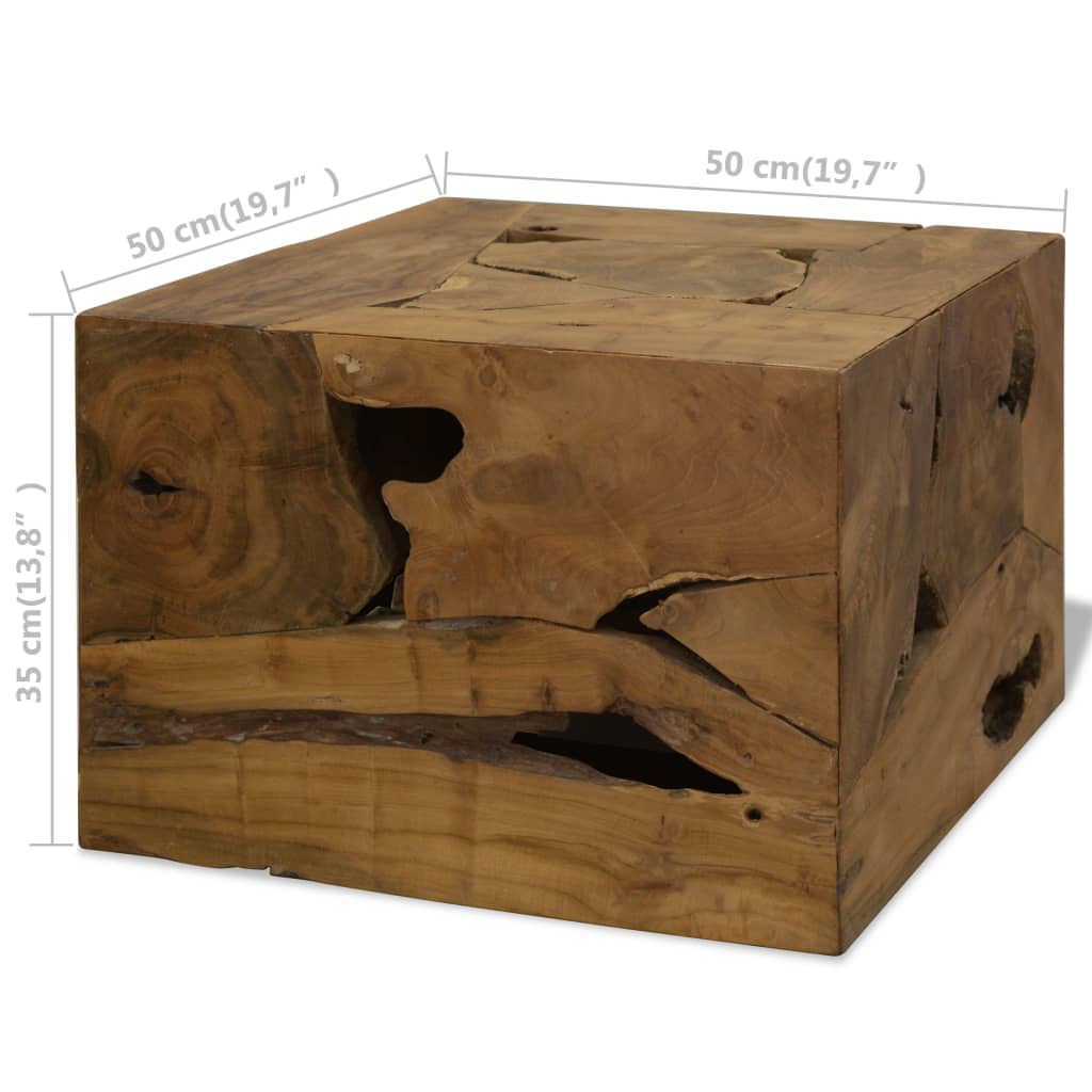 vidaXL sofabord 50 x 50 x 35 cm ægte teaktræ brun