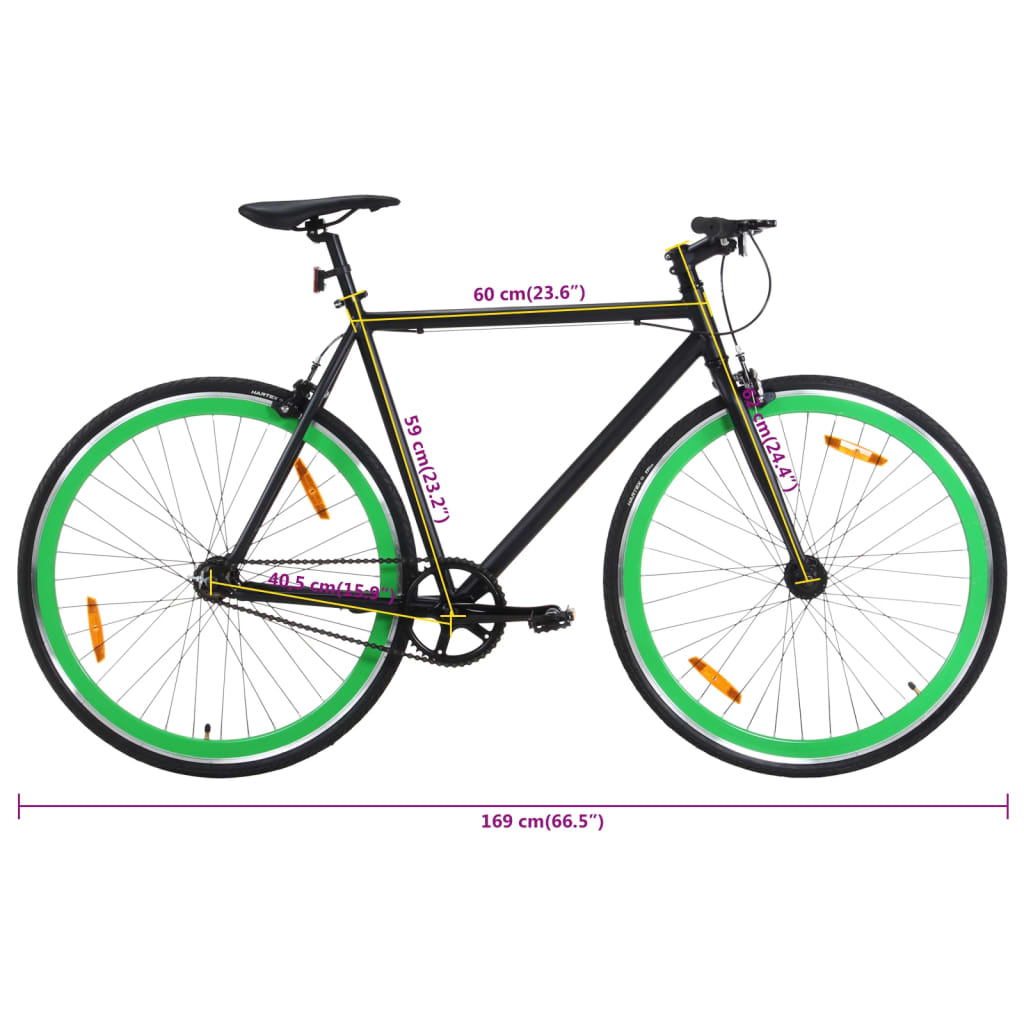 vidaXL cykel 1 gear 700c 59 cm sort og grøn
