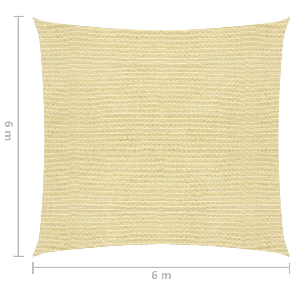 vidaXL solsejl 160 g/m² 6x6 m HDPE beige