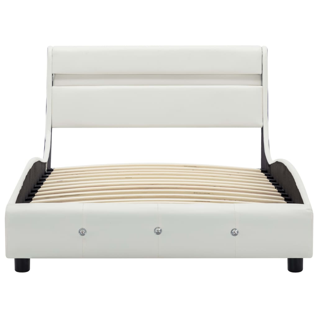 vidaXL sengestel med LED 90 x 200 cm hvid kunstlæder
