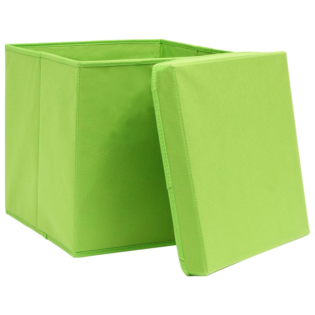 vidaXL opbevaringskasser med låg 10 stk. 32x32x32 stof grøn