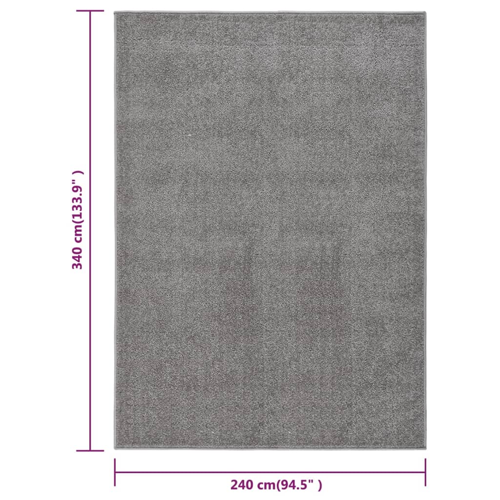 vidaXL gulvtæppe 240x340 cm kort luv grå