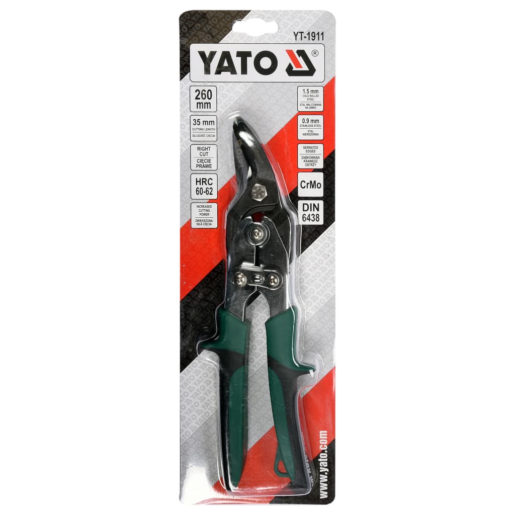 YATO pladesaks 260 cm højreklippende grøn