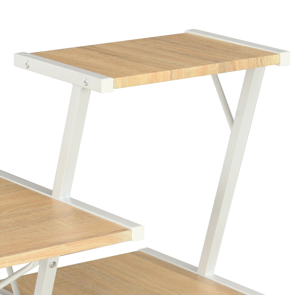 vidaXL skrivebord med hylde 116 x 50 x 93 cm hvid og eg