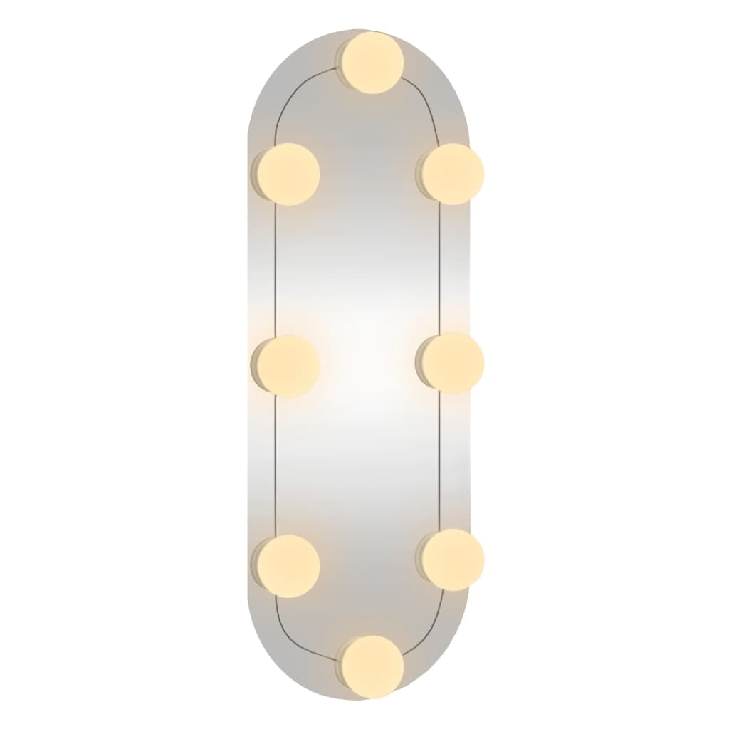 vidaXL vægspejl med LED-lys 15x40 cm oval glas