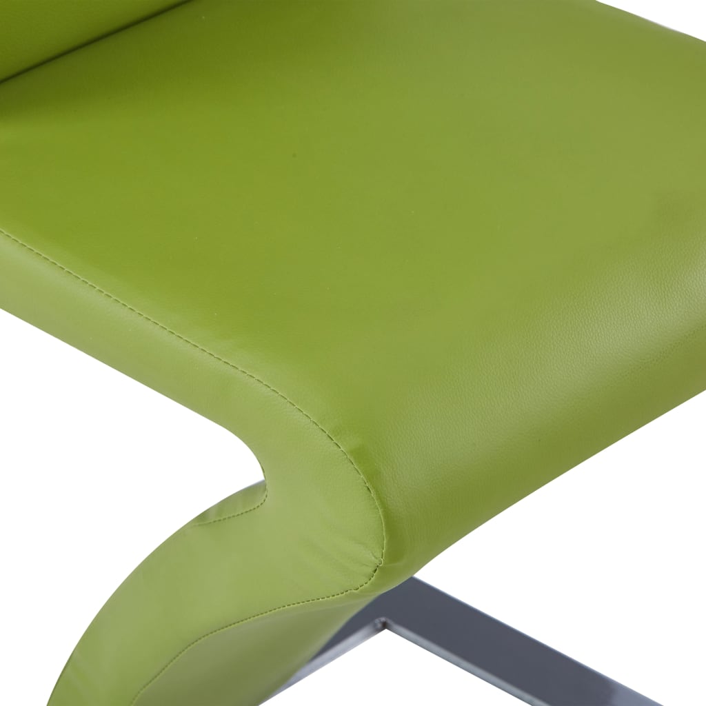 vidaXL spisebordsstole 6 stk. zigzagform kunstlæder grøn
