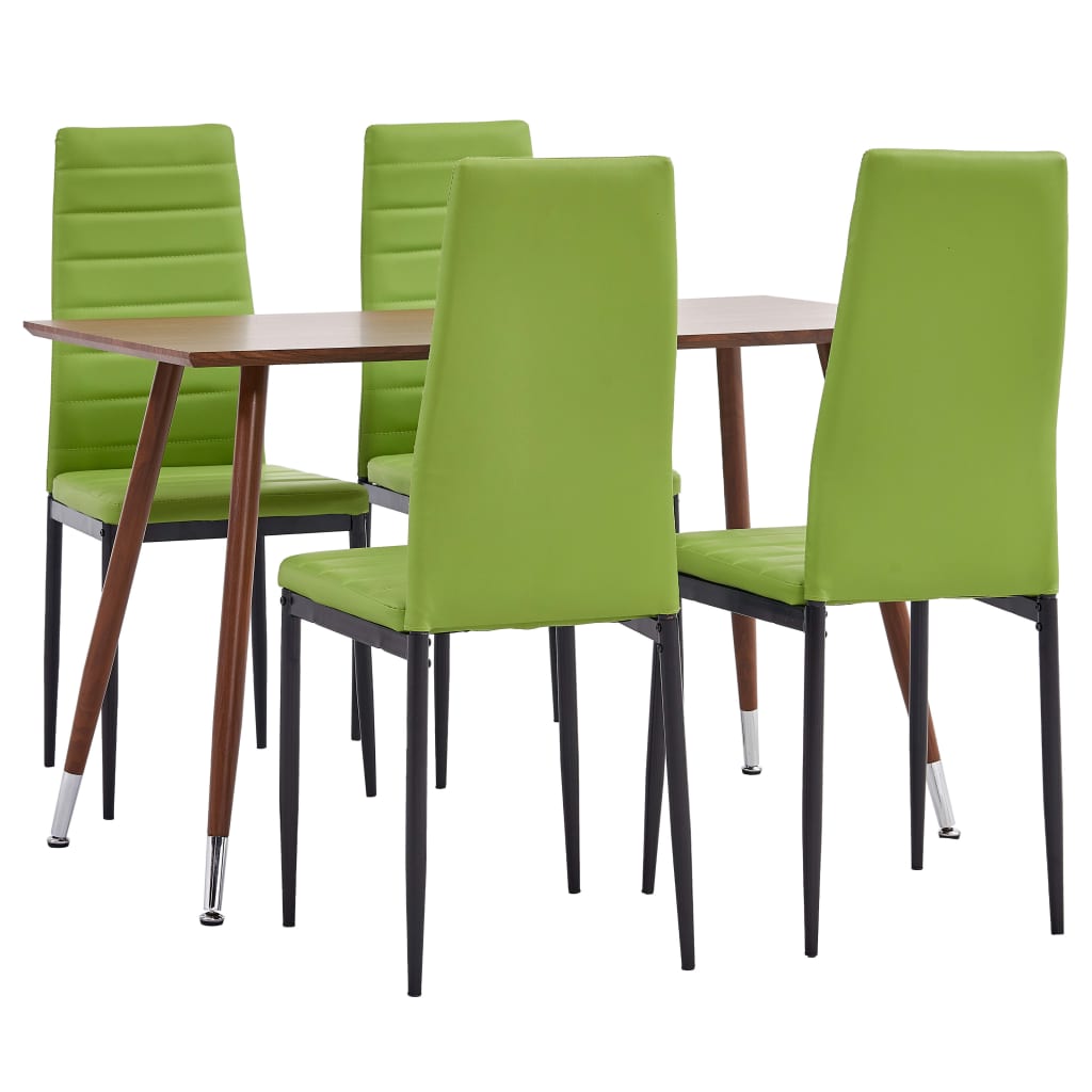 vidaXL spisebordssæt 5 dele kunstlæder limegrøn