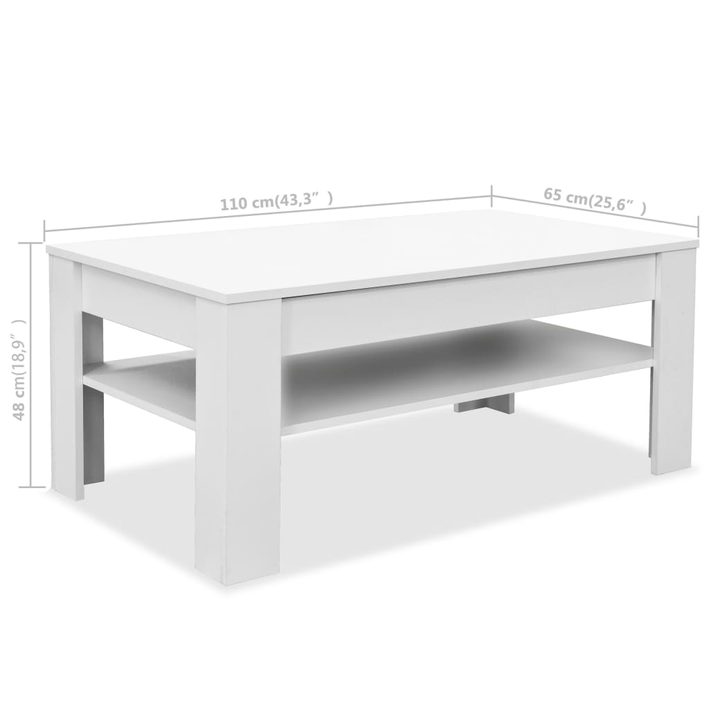 vidaXL sofabord spånplade 110 x 65 x 48 cm hvid