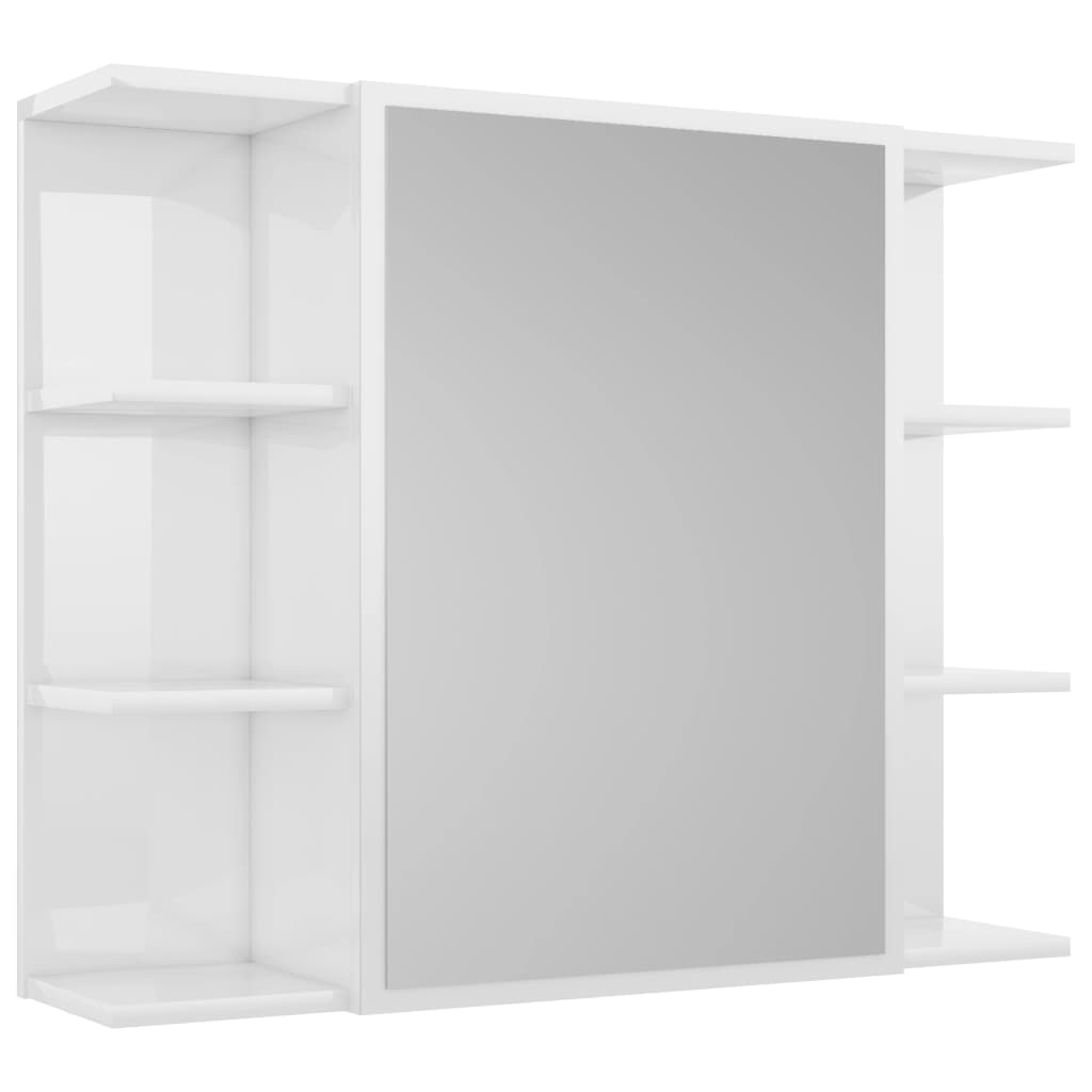 vidaXL badeværelsesskab m. spejl 80x20,5x64 cm spånplade hvid højglans