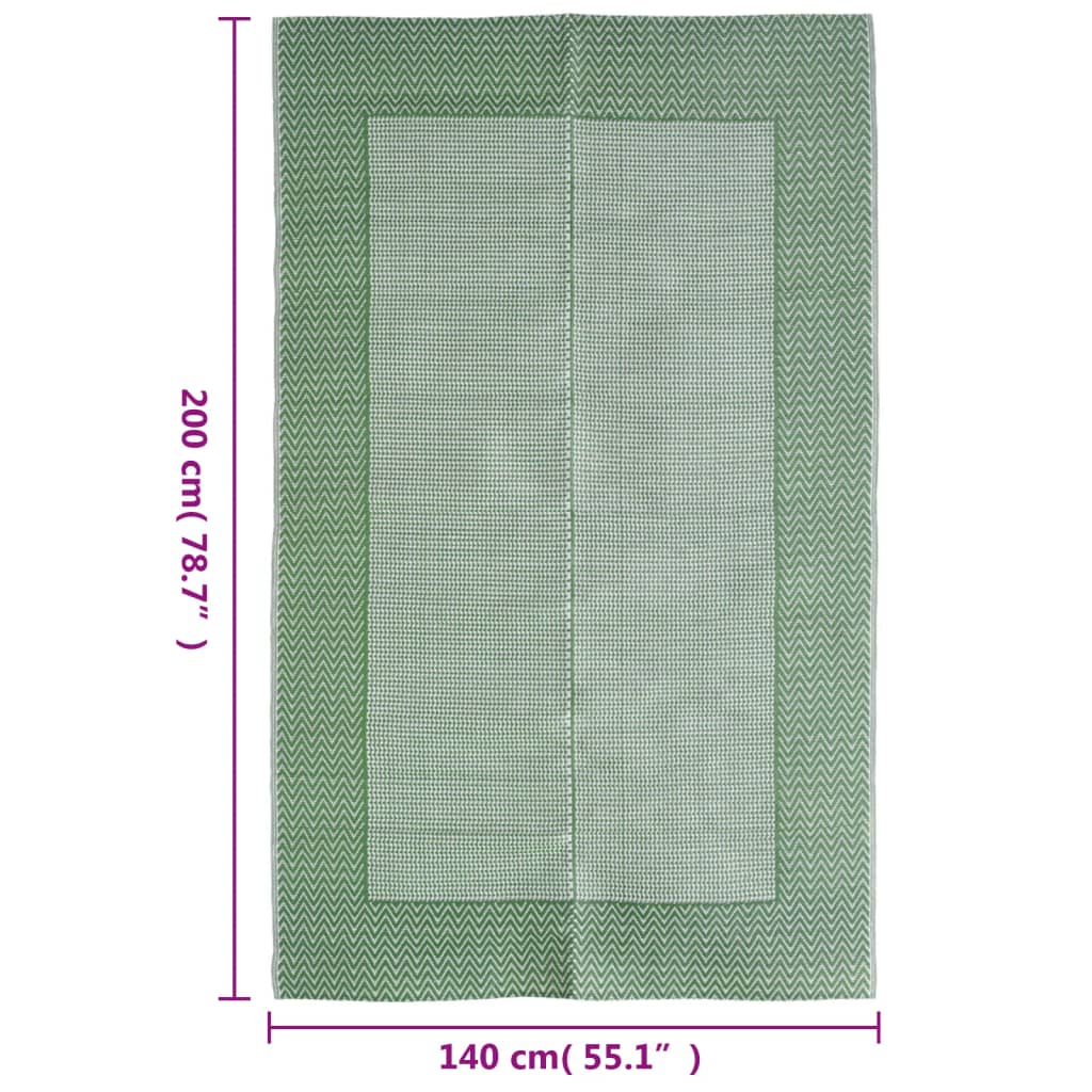 vidaXL udendørs gulvtæppe 140x200 cm PP grøn