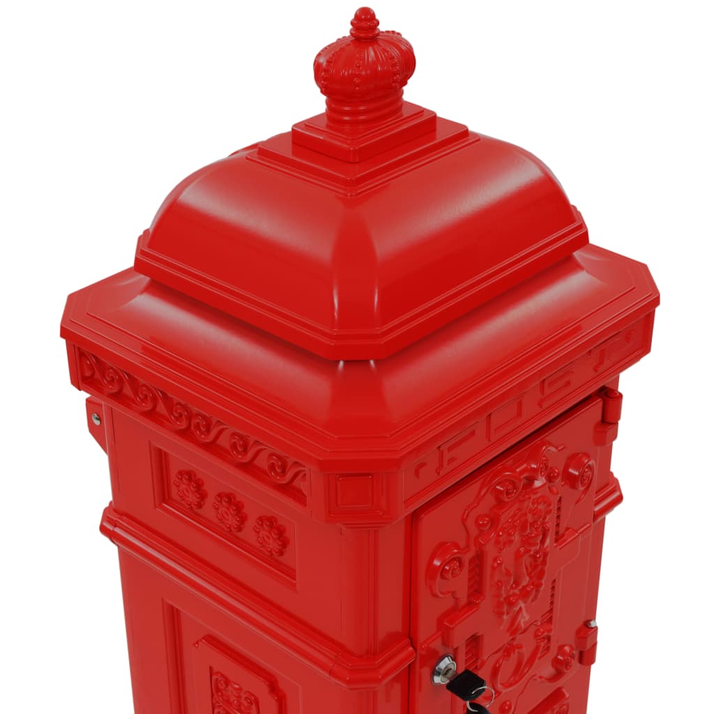 vidaXL søjlepostkasse i aluminium vintagestil rustbestandig rød