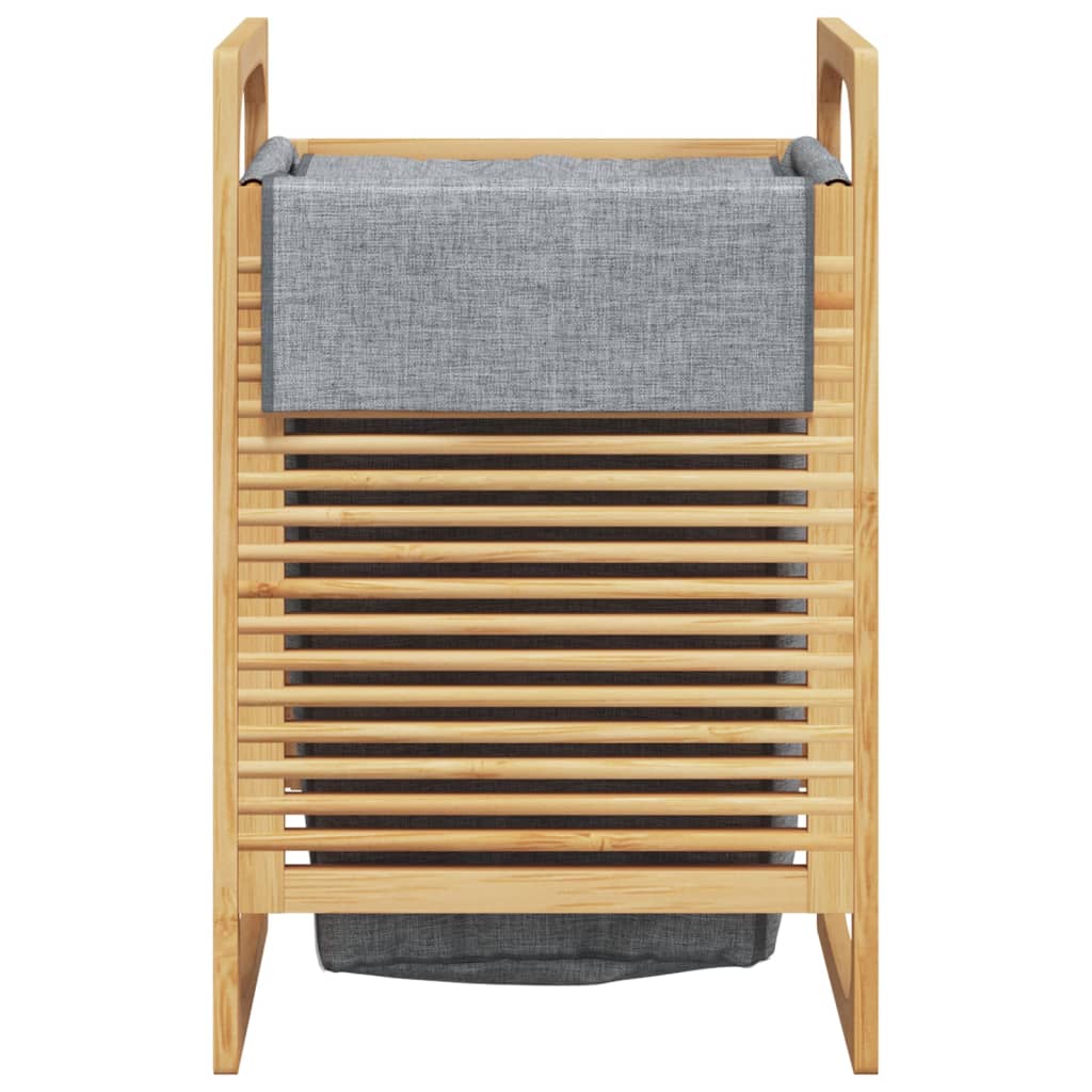 vidaXL vasketøjskurv med grå pose 32x30x36,5 cm bambus