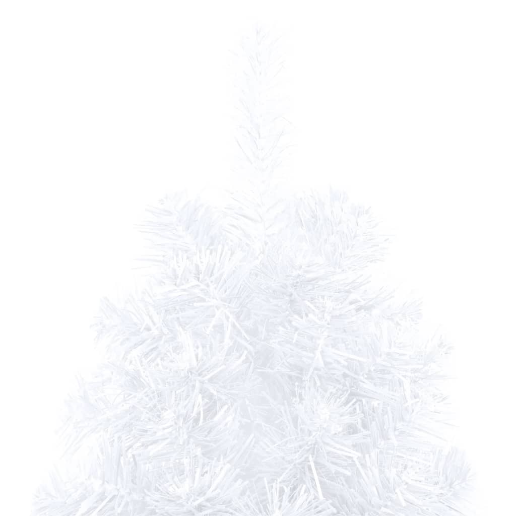 vidaXL kunstigt halvt juletræ med lys og kuglesæt 120 cm hvid
