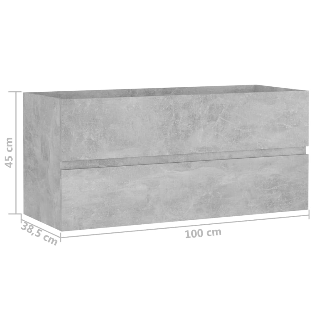 vidaXL vaskeskab 100x38,5x45 cm spånplade betongrå