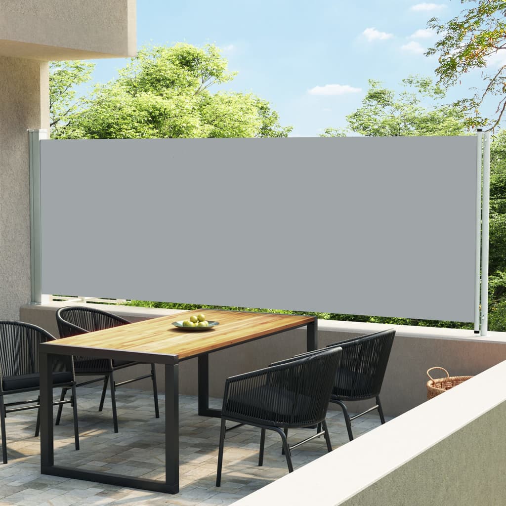vidaXL sammenrullelig sidemarkise til terrassen 600x160 cm grå