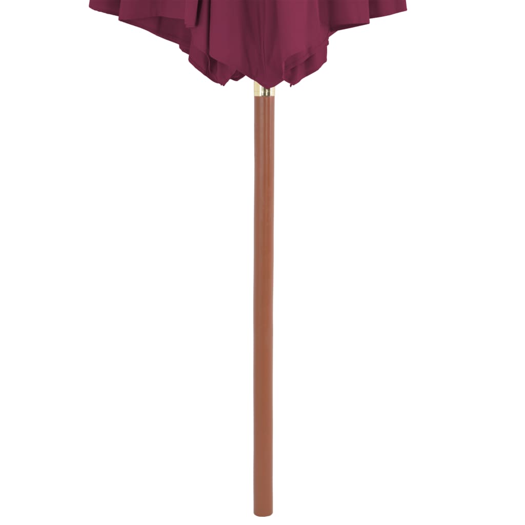 vidaXL udendørs parasol med træstang 300 cm bordeauxrød
