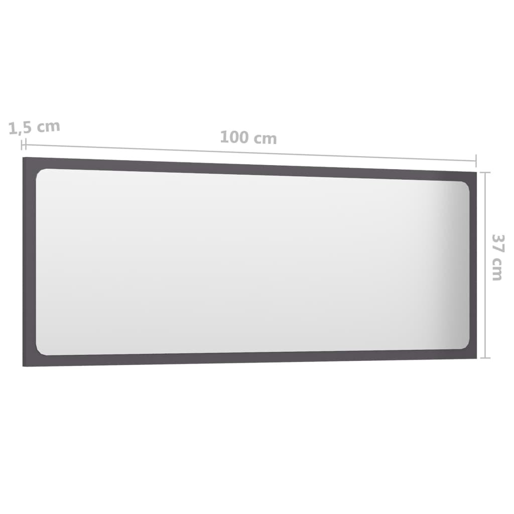 vidaXL badeværelsesspejl 100x1,5x37 cm spånplade grå højglans