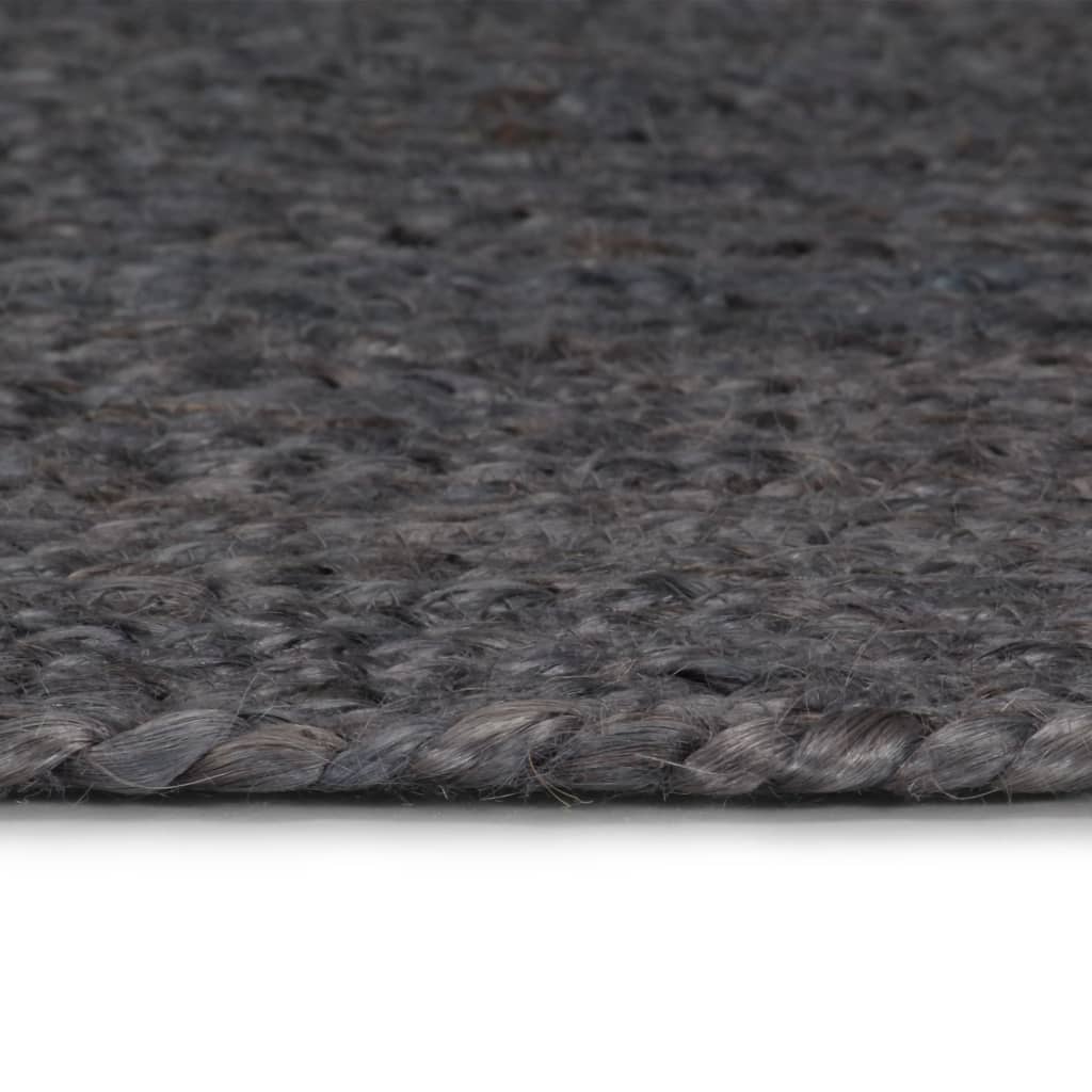 vidaXL håndlavet tæppe jute rund 90 cm mørkegrå