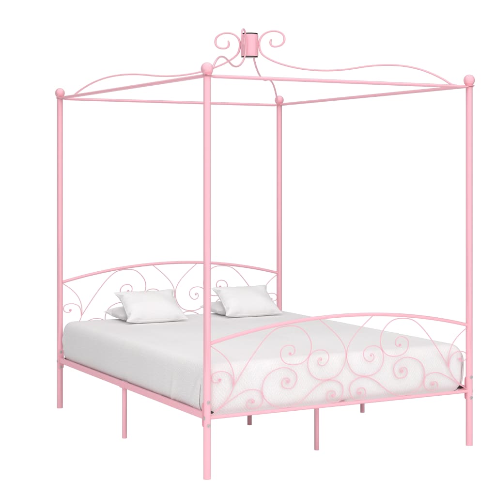 vidaXL sengestel til himmelseng 160 x 200 cm metal pink